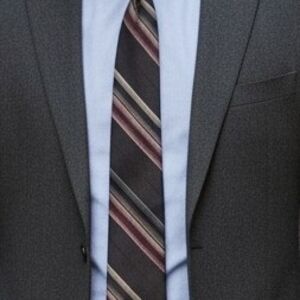 Classic Men's Wembley Brown Gold Blue Suit Striped Tie